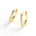 925 Sterling Silver Connected Tiny Ball Zircon Huggie Hoop Earrings for Women and Girls
