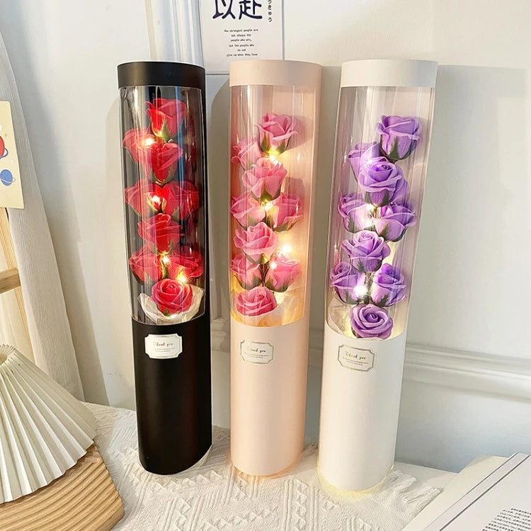 Flower Box Floral Display Soap Rose Silk Flower Round Flower Box With Window