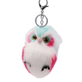 Owl Faux Fur PomPom Fur Ball 3D Keychain Bag Pendant KeyRing Stuffed Animal Fluffy Rabbit Fur Poms Owl Cute Plush Keychains Toys