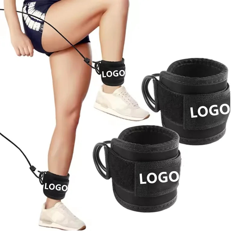 Custom Neoprene & Nylon Adjustable Weight Lifting Ankle Cuff Straps for Gym Fitness Workout Sports Protection