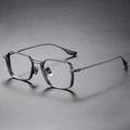 Manual Nearsighted Retro Full Polygon Fashion Style Pure Titanium Frame Eye Glasses