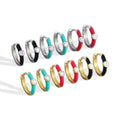 YHE0429 Sterling Silver 925 Huggie Hoop Earrings in Black Red Turquoise Enamel and CZ Accent Stacking Hoops