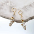 GLSEEVO Original Luxury Cloisonne Flower Baroque Freshwater Pearl Dangle Clip Earring Women'S Fashion Jewelry Earrings