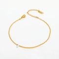 Fenny 18K PVD Plated Wholesale No Fade Fashion Dainty Bar Bead Mixture Chain Zirconia Pendant Stainless Steel Anklet for Women