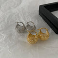New Vintage French Hollow Basket Dripping Oil Irregular Drop Earrings Gold Plated Fashion Aretes Basket Earrings