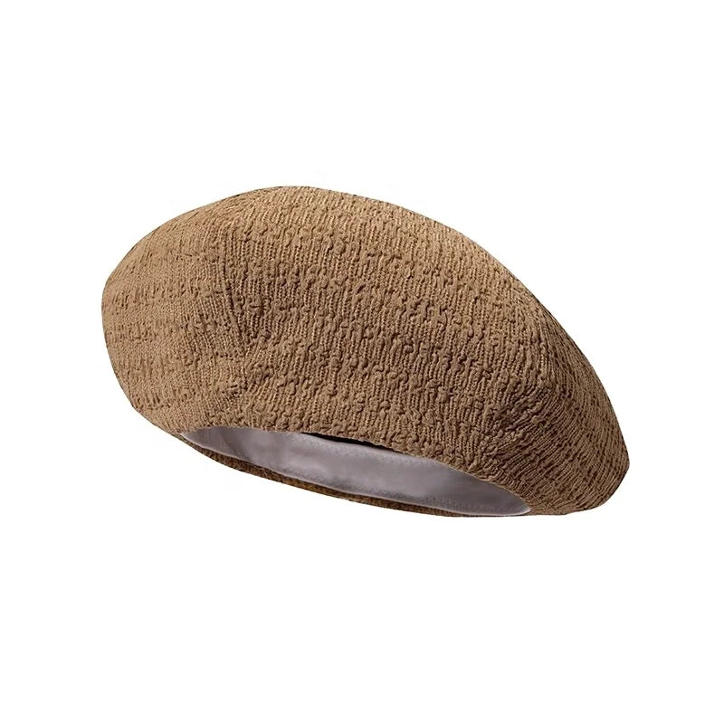 Women's Classic French Beret Hats Cotton Mix Solid Slouchy Beanie Beret Cap Solid Color Hat for Women Girls Lady