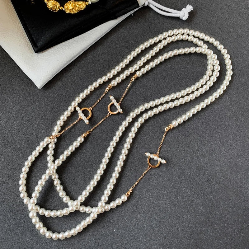 OT Clasp Brass Rose Gold Plated Pearl Necklace for Woman Fashion Young Style Fashion Jewelry Custom