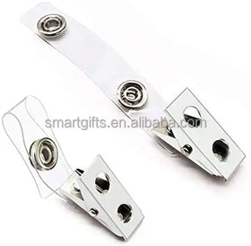 Metal Badge Clips with Clear PVC Straps for ID Cards and Badge Holders