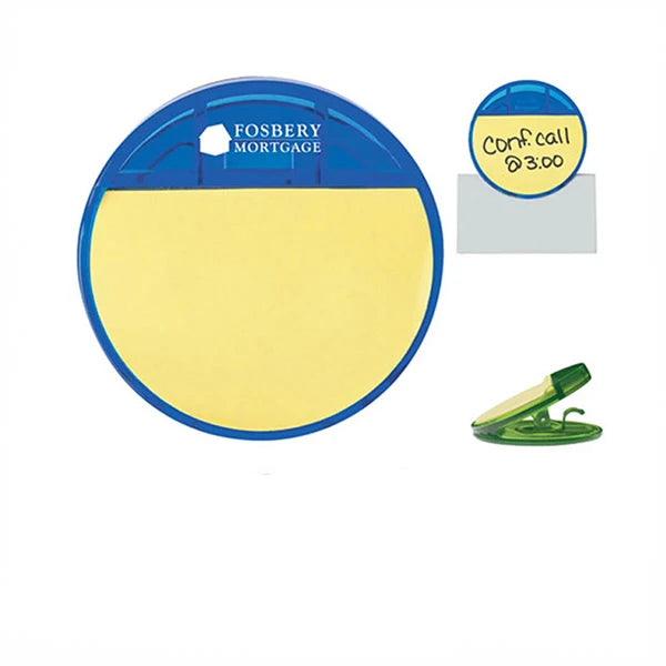 Custom Round Self-Adhesive Sticky Notes with Clip Promotional Gift Item