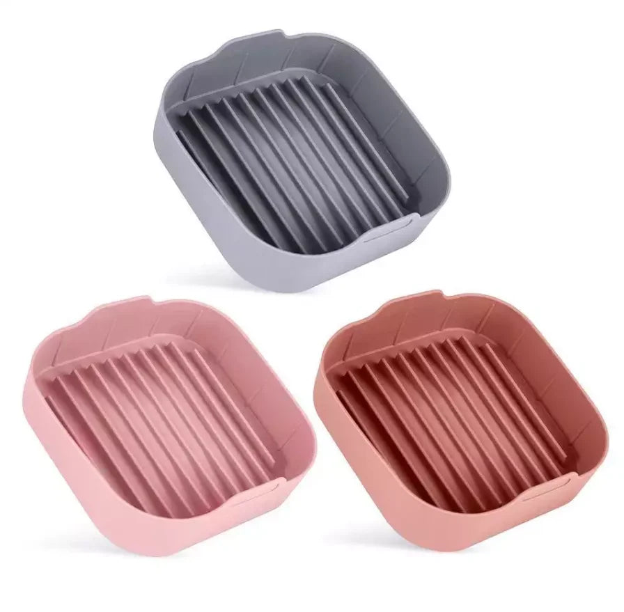 Reusable Square 8 Inch Silicone Liner Pot for Air Fryer and Oven