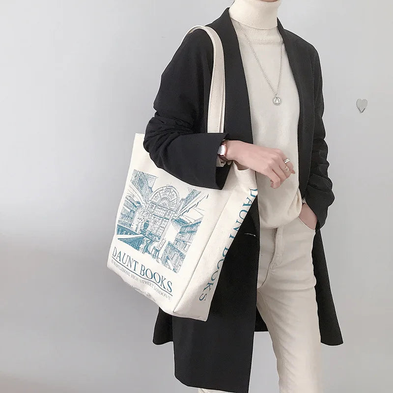 New Women Canvas Tote Bag London Daunt Books Daily Shopping Bags Students Book Handbags Shoulder Bags