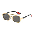 2024 Luxury Metal Square Frame Sun Glasses with Double Bridge Gradient Gradient Eyewear Famous Brand UV400 Protection Gold Color