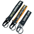 Custom  Embroidery Woven Fabric Key Tag Both Sided Logo Car Lanyards Key Chain Jdm Fabric Strap Keychain Embroidery
