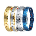 Fashion Arrow Copper Health Energy Magnetic Gold Plated Stainless Steel Jewelry Bracelets & Bangles for Men