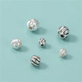 4mm 5mm 6mm Antique S925 Sterling Silver Round Stripe Beads Engrave Spiral Watermelon Spacer Beads for Bracelet Jewelry Making