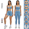 High Waist Butt Lift Tight Pants Solid Breathable 6-Piece Sports Bra Anti-Exposure Tennis Skirt Ladies Sport Yoga Sets