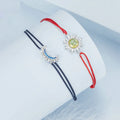 New Arrival Sun and Moon Braided Rope Bracelet S925 Sterling Silver Sun Moon Couple Bracelet Jewelry for Girl Gifts Jewlery MegaBDM