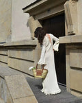 Long Sleeve Elegant Ladies Casual New Design Autumn Dress Pleated Apricot Puff Sleeve Polyester Long Maxi Dress Women