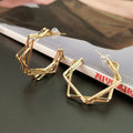 New Arrival Classic Luxury Six Pointed Star Hoops Earrings Female Gold Plated Multi-Layer Drop Wedding Gift Jewelry