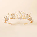 Christmas Leaf Pearl Rhinestone Bride Crown Wedding Party Fairy Headband