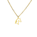 Stainless Steel Animal Design Horse Charm Necklace Gold Plated Hollow Head Pendant Necklace Party Jewelry Gifts for Friends