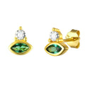 Trendy Tiny Green Emerald CZ Diamond Stud Earring 925 Sterling Silver Earrings Tiny Stud Earring for Women