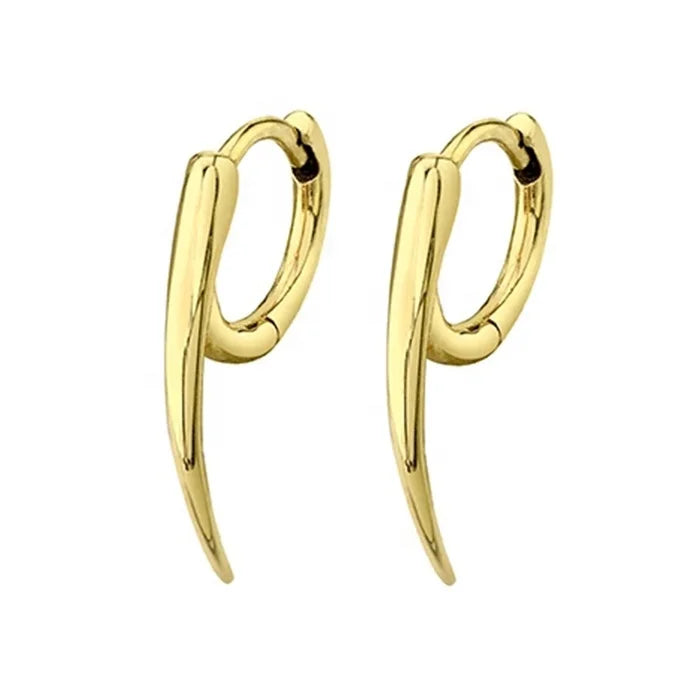 LOZRUNVE Fashion Minimalist Metal Geometric Spike 925 Silver Gold Vermeil Huggie Hoop Earring