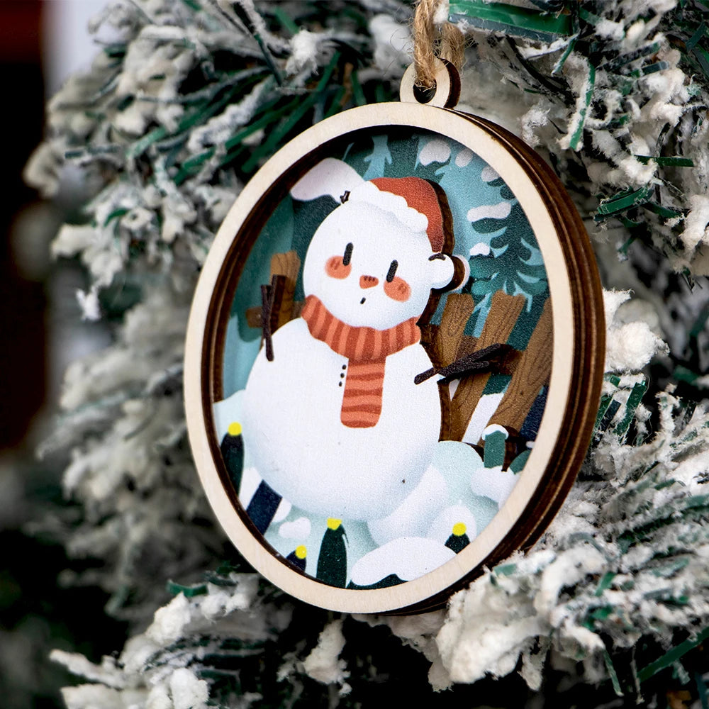Wholesale Charming  3D Wooden Tags Custom Laser Cut Wood Crafts  Ornament  Christmas Tree Decoration Hanging Ornaments for 2026