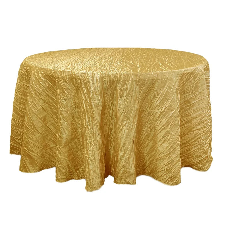 Luxury New Fancy Taffeta Crinkle for Champagne Wedding Tablecloth Disposable Polyester Hotel Table Cloth Banquet Woven Technics