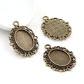 13x18mm Inner Size Antique Silver Plated and Bronze Simple Style Cameo Cabochon Base Setting Pendant Necklace Findings