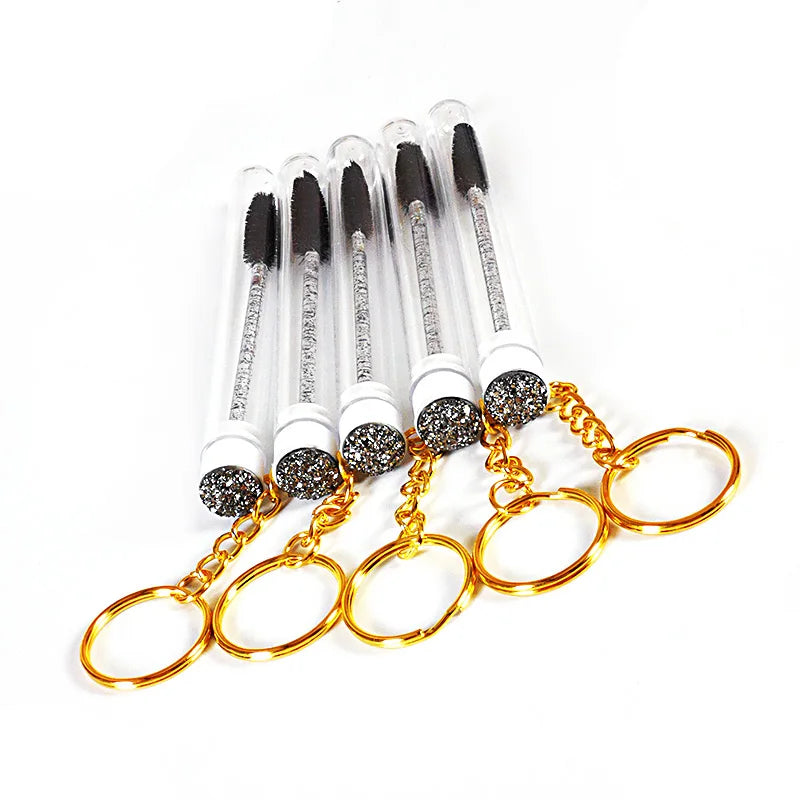 Low MOQ Disposable Eyelash Mascara Brushes with Keychain Eyebrow Lash Spoolies and Eyelash Brush Tubes Makeup Tools Cleaner