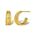 Jewelry Stud Earring Trendy Four Layer Thickness Brass Gold Plated Jewelry CC Shape Earrings for Women