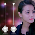 925  Silver Long Pearl Earrings for Women Ladies Statement Jewelry Korean Earrings Pendientes Brincos