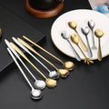 Instagram Creative Gold Cherry Blossom Wedding Companion Dessert Spoon Disposable Stainless Steel Long Handle Coffee Mixing