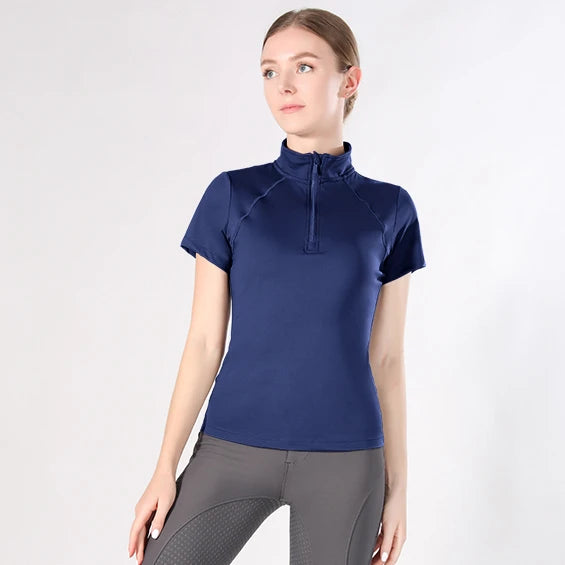 Stretchy Short Sleeves Equestrian Base Layer Breathable Summer T-shirt Women Horse Riding Tops Durable Sport Wear Lady