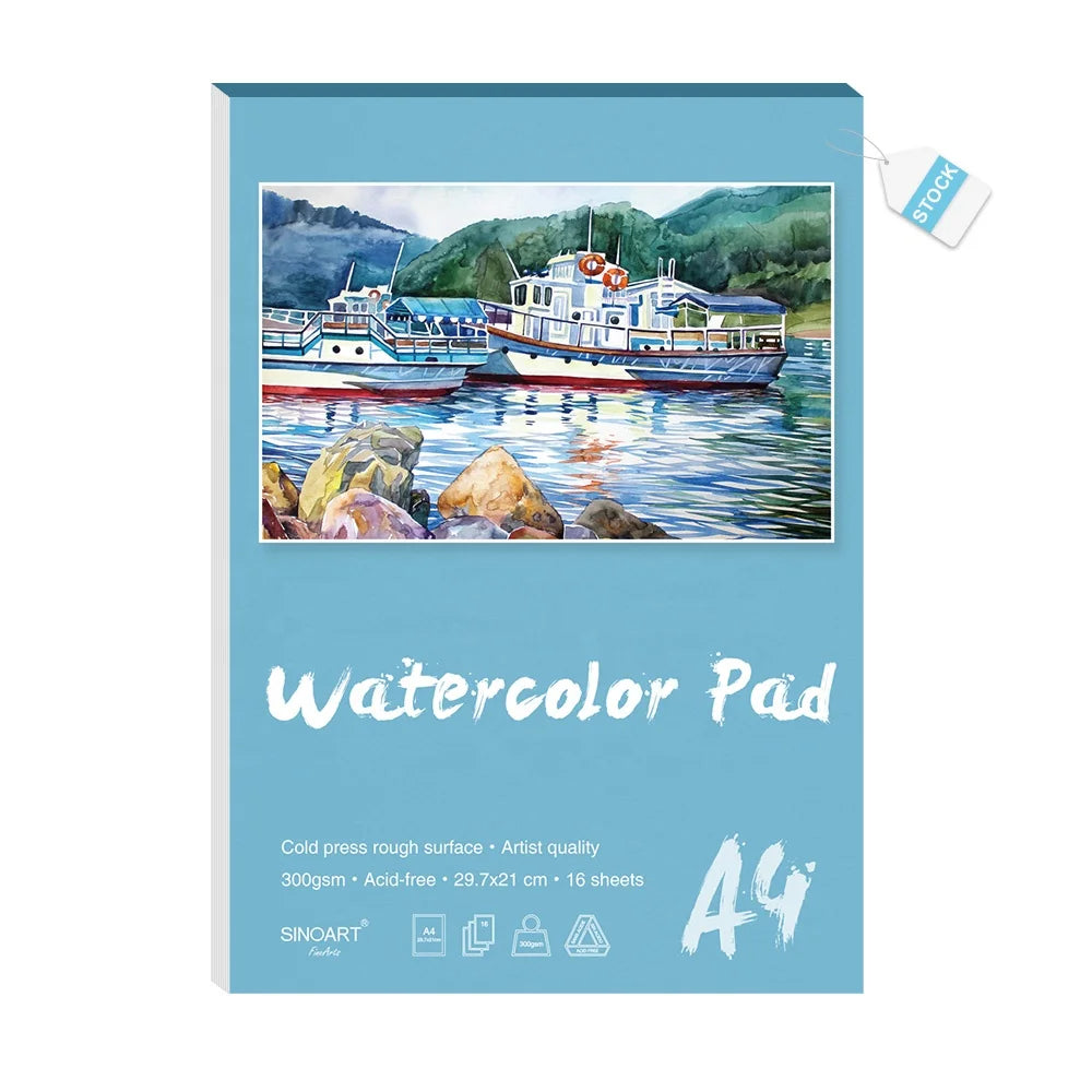 SINOART in STOCK Watercolor Pad 300g Pad Low MOQ Watercolor Paper Pad A4 for Drawing Paper Watercolor Sketchbook
