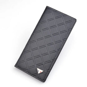 DAIQISI Fashion New PU Leather Long Multiple Checkered Card Slots Thin Wallet for MenMale Card Holder Case Coin Purse Suit Bag