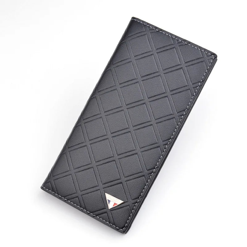 DAIQISI Fashion New PU Leather Long Multiple Checkered Card Slots Thin Wallet for MenMale Card Holder Case Coin Purse Suit Bag