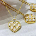 Zhuji Pearl's Universal Box Chain Necklace Love Full Bead with Natural Bread Shaped Round Pearl Pendant