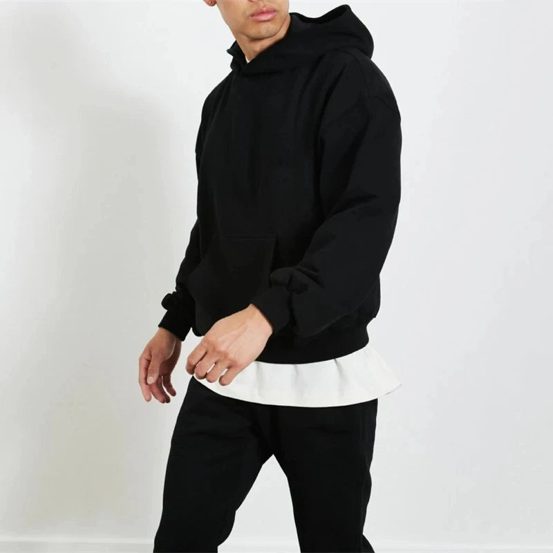 High Quality French Terry Solid Digital Printing Autumn Breathable Eco-Friendly Lined Pullover Cropped Oversized Hoodie Men