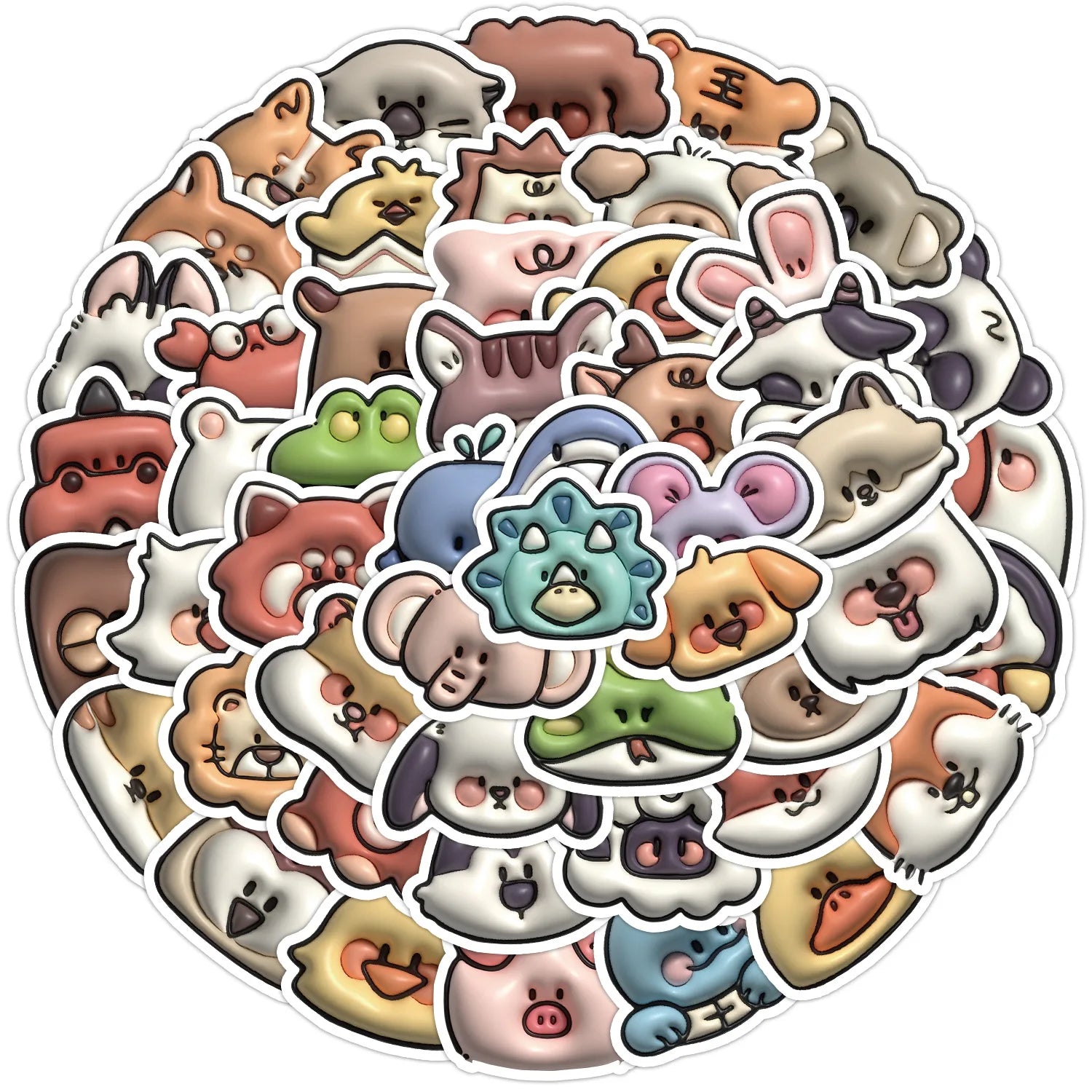 50pcs Creative puffy foam style cute cow sheep rabbit decals cartoon 3D farm animal sticker