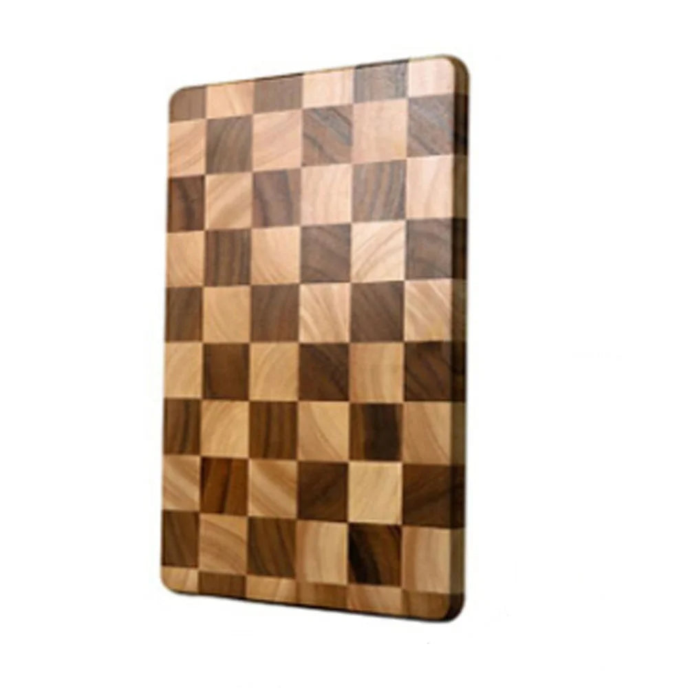 Acacia Wooden Cutting Board for Kitchen Block Chess Design Chopping Plate with Plastic and Bamboo Accessories for Cheese