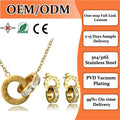 316L Custom Birthday Roman Numerals Stainless Steel Jewelry Zirconia PVD 14K 18K Gold Plated Fashion Jewelry Sets for Women