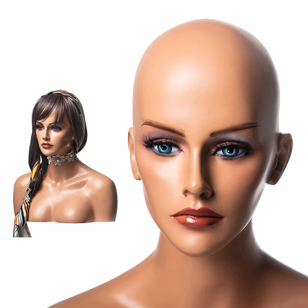 H5 Window Wigs Display Mannequin Head Fiberglass Female Head Mannequin With Shoulder