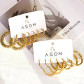 Ason Fashion Jewelry Wholesale Steel Ball Earrings Hoop Women Gift Stainless Steel Gold Round Hoop Earrings