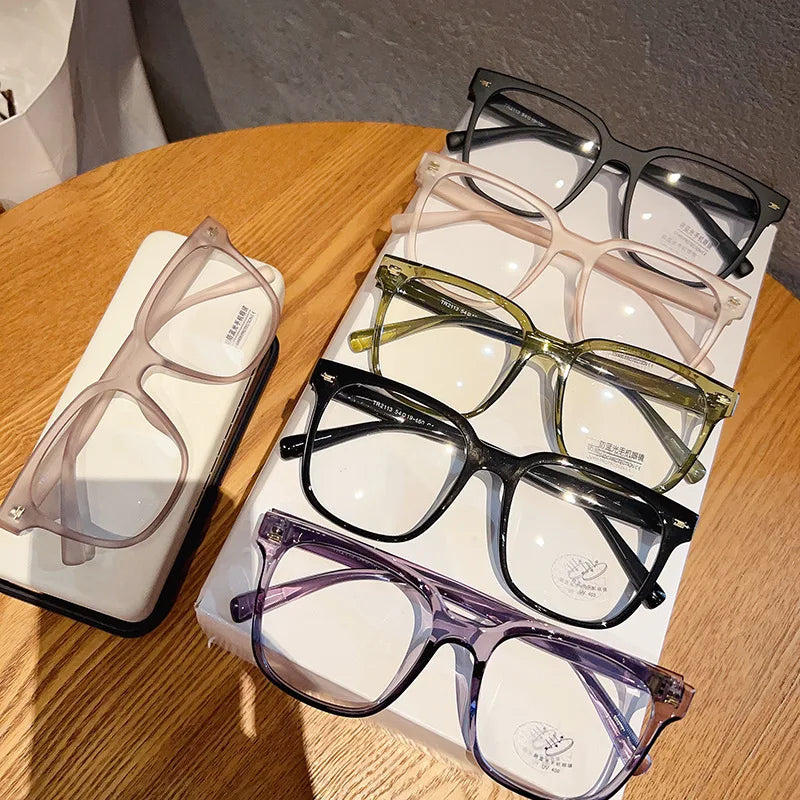 Wholesale TR90 Frame Eyeglasses Transparent Box Myopic Big Frame Optical Glasses Unisex Matte Square Frame Eyeglasses