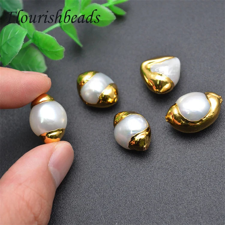 Jewelry Accessories Natural Freshwater Pearl Freeform Gold Plated Waterdrop Shape Loose Pearl Beads for Jewelry Making