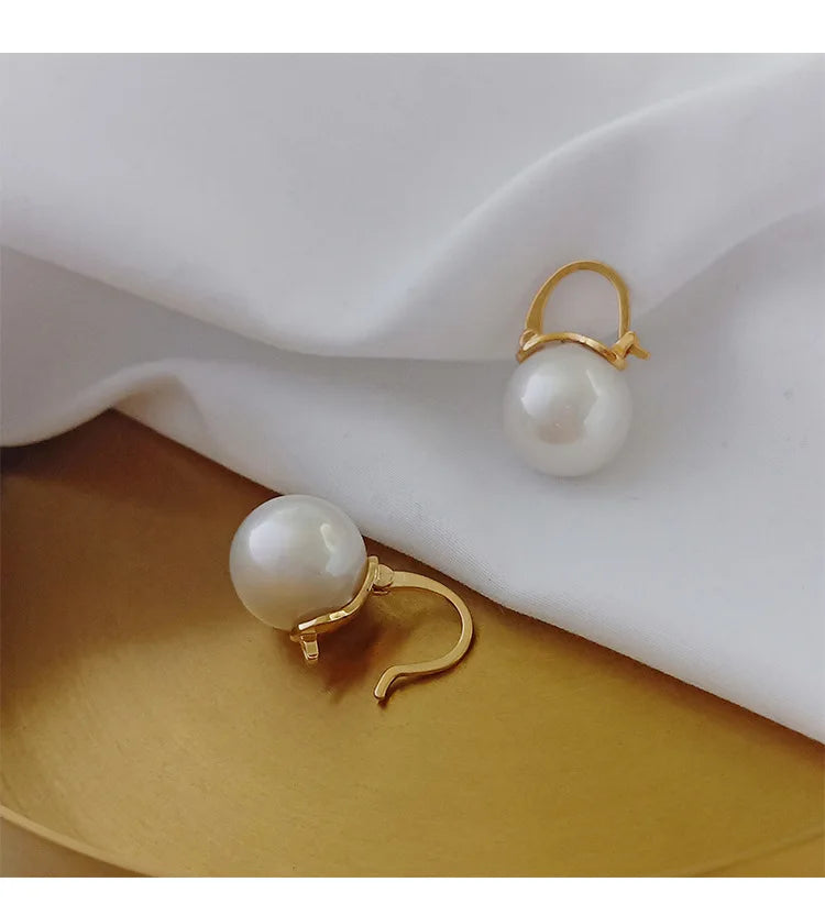 New Freshwater Pearls 14K Gold Simple Earring Drop With Large Pearls Earrings for Girls Woman