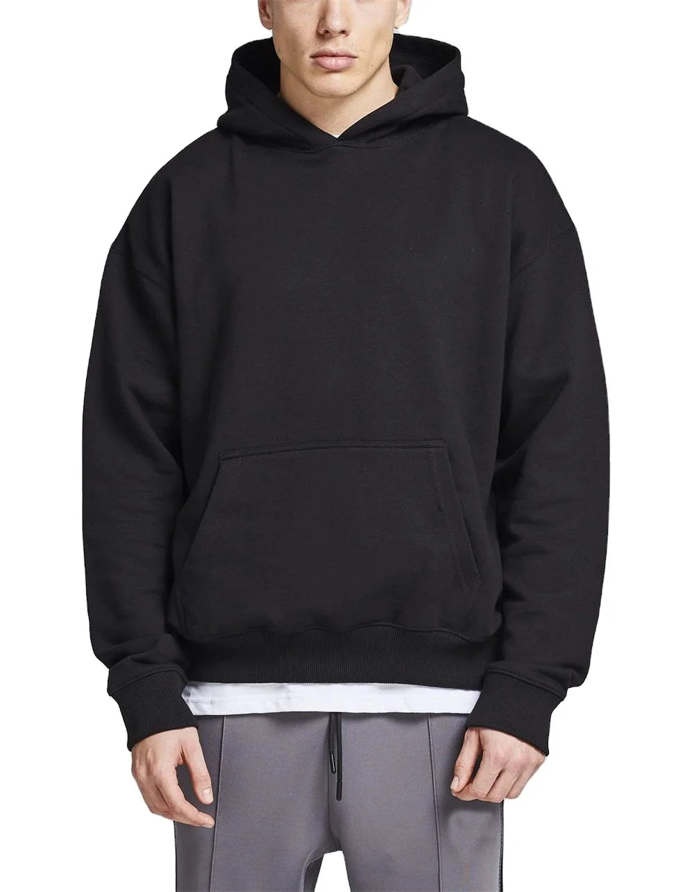 Custom Blank Unisex Autumn Solid 100% Cotton Fleece Oversized Heavyweight Pullover Hoodie 350gsm
