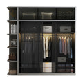 Modern Design Sliding Glass Door LED Light Wardrobe Clothes Storage Closet Wardrobes Cabinet